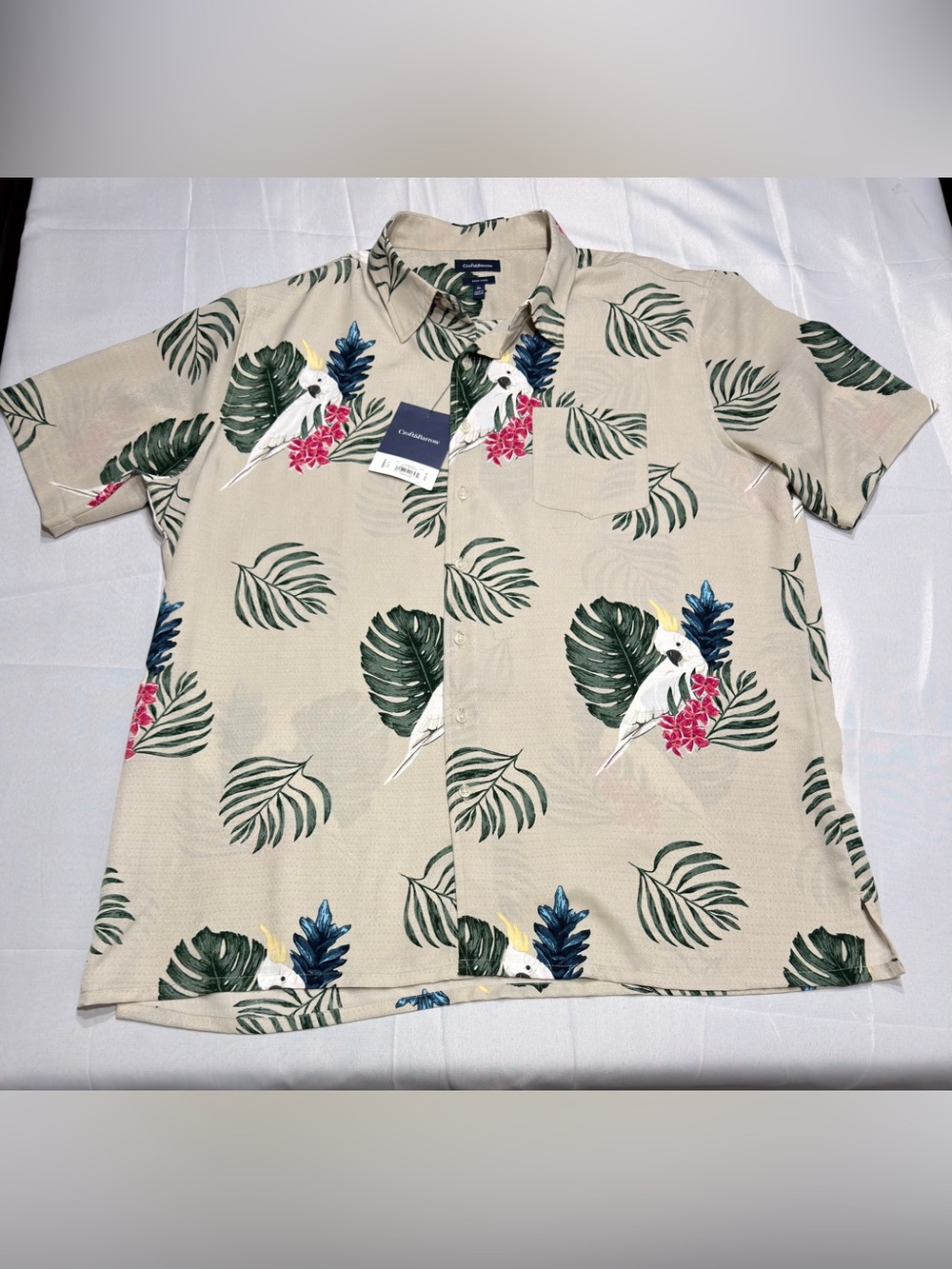 Croft & Barrow Men’s XL Cockatoo Tropical Hawaiian Shirt NWT Button Up